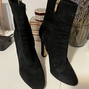 Tamara Mellon Black Soft Suede Ankle Boots